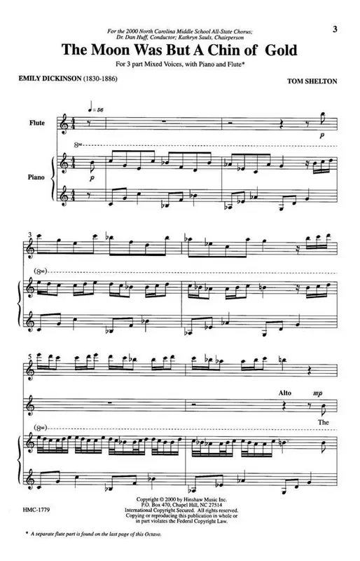 Tom Shelton The Moon Was But A Chin Of Gold (Arr. Tom Shelton) Gemischter Chor mit Begleitung