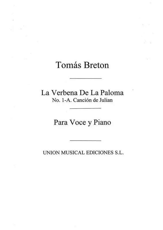 Tomas Breton Cancion De Julian No.1A Gesang mit Klavier