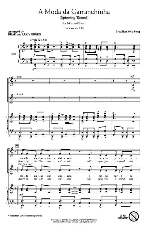 Traditional A Moda da Garranchinha (Arr. Brad Green) Frauenchor mit Begleitung