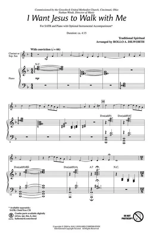 Traditional I Want Jesus to Walk with Me (Arr. Rollo Dilworth) Gemischter Chor mit Begleitung