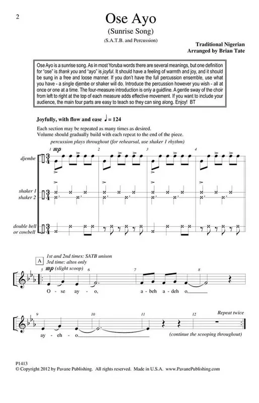 Traditional Ose Ayo (Arr. Brian Tate) Gemischter Chor A cappella