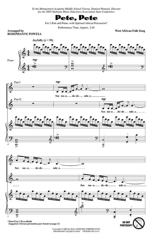 Traditional Pete, pete (Arr. Rosephanye Powell) Frauenchor mit Begleitung