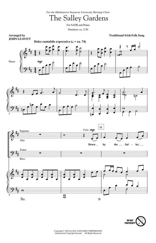 Traditional The Salley Gardens (Arr. John Leavitt) Gemischter Chor mit Begleitung