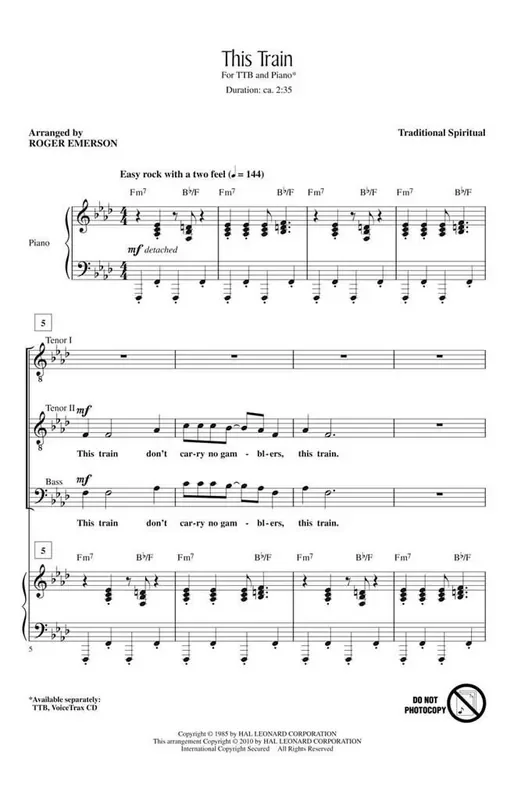 Traditional This Train (Arr. Roger Emerson) Männerchor mit Begleitung