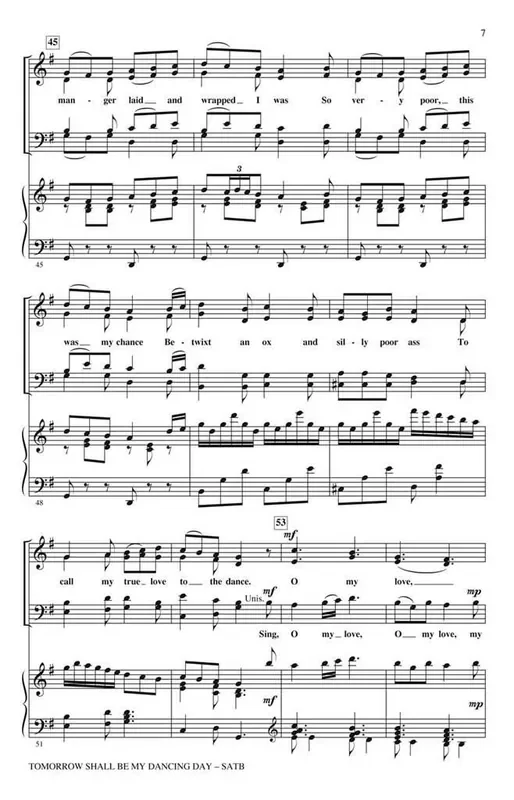 Traditional Tomorrow Shall Be My Dancing Day (Arr. John Leavitt) Gemischter Chor mit Begleitung