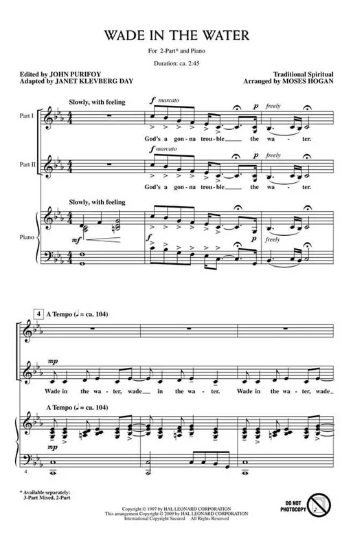 Traditional Wade in the Water (Arr. Moses Hogan) Frauenchor mit Begleitung