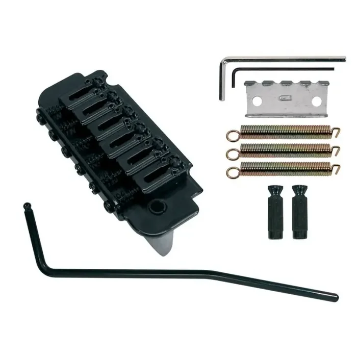 Tremolo Strat, pitch 10,8mm, black, with 2 studs, roller saddles