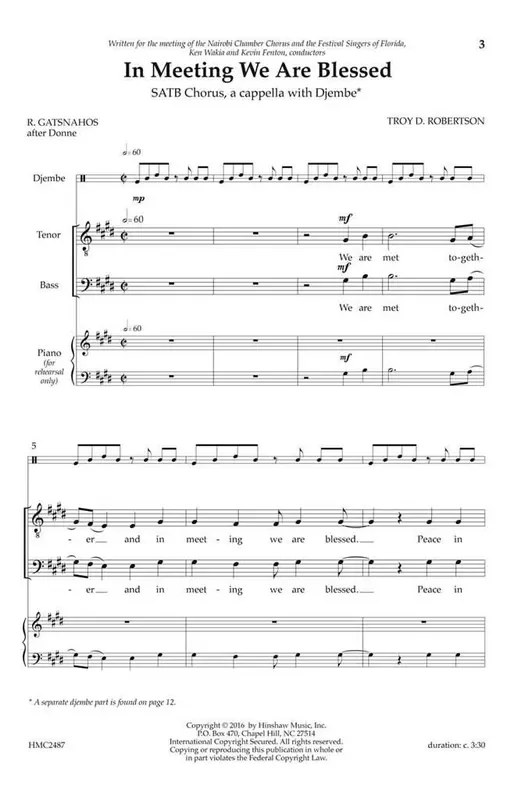 Troy D. Robertson In Meeting We Are Blessed Gemischter Chor A cappella