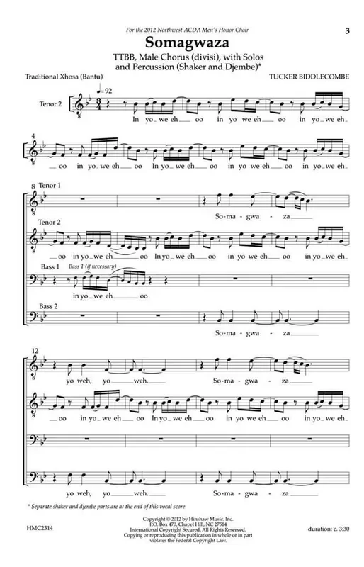 Tucker Biddlecome Somagwaza (Arr. Tucker Biddlecome) Männerchor mit Begleitung