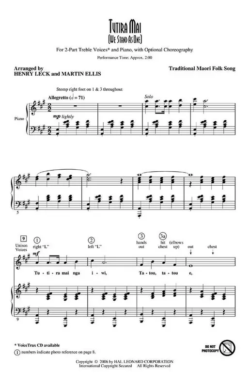 Tutira Mai (Arr. Henry Leck) Frauenchor mit Begleitung