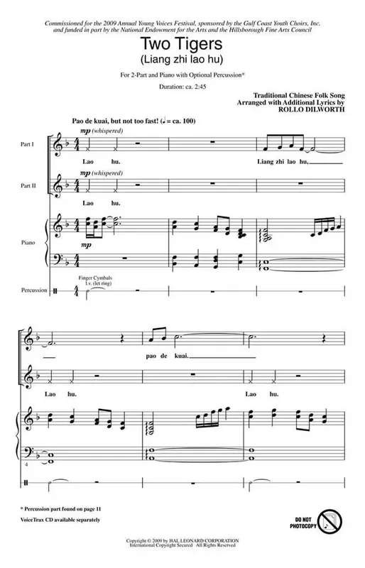 Two Tigers (Arr. Rollo Dilworth) Frauenchor mit Begleitung