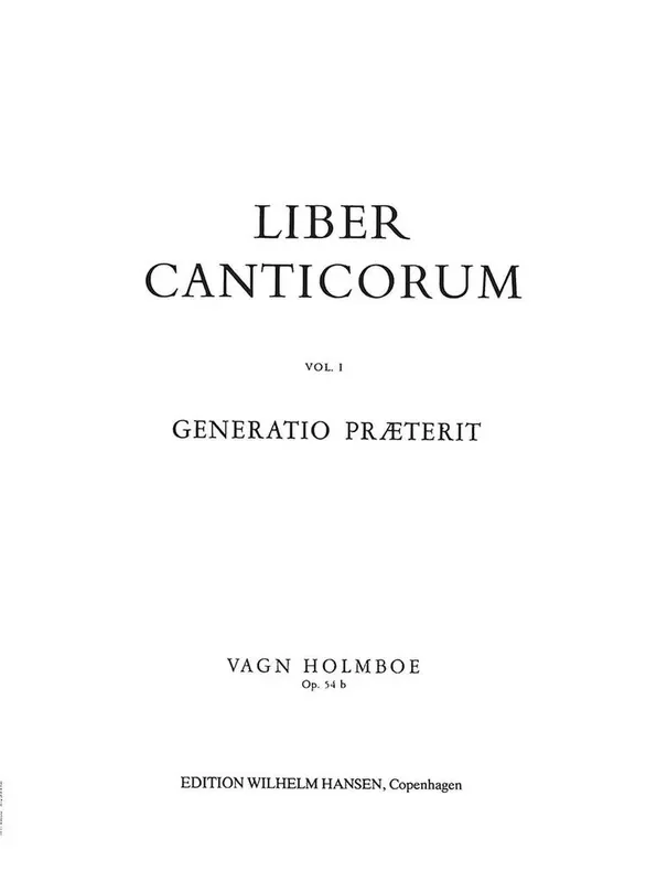 Vagn Holmboe Generatio Praeterit Op.54b Gemischter Chor A cappella