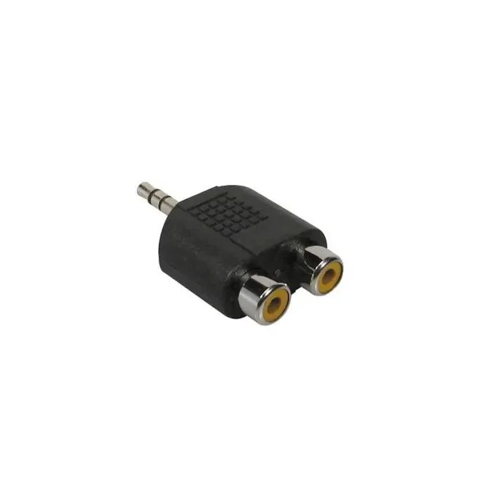Verloop plug, 2 x RCA female, 3,5mm jack male stereo