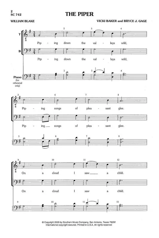 Vicki Baker The Piper Männerchor mit Begleitung