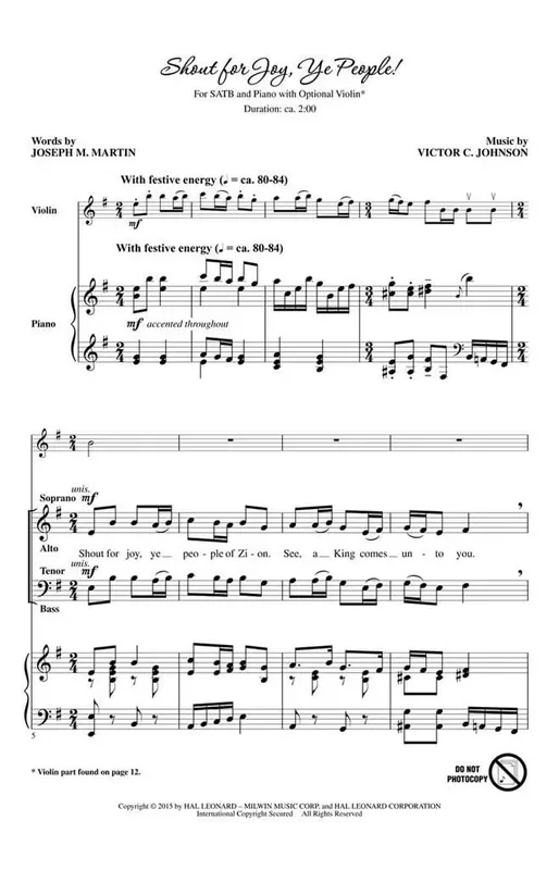 Victor C. Johnson Shout for Joy, Ye People! Gemischter Chor mit Begleitung