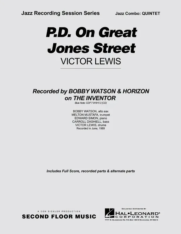 Victor Lewis P.d. On Great Jones Street Full Score Jazz Ensemble