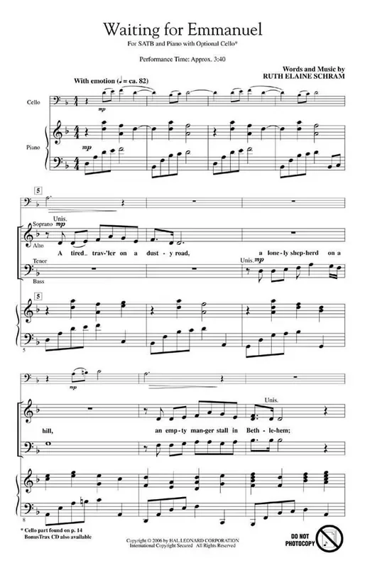 Waiting for Emmanuel (Arr. Ruth Elaine Schram) Gemischter Chor mit Begleitung