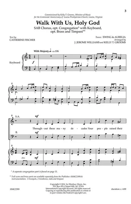 Walk With Us, Holy God (Arr. J. Jerome Williams) Gemischter Chor mit Klavier/Orgel