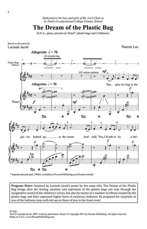 Warren Lee The Dream of the Plastic Bag Frauenchor mit Begleitung