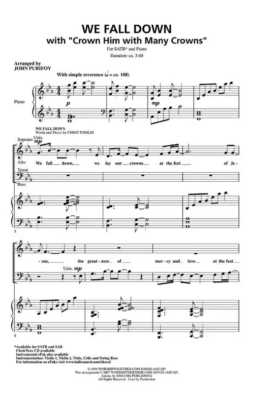We Fall Down with Crown Him with Many Crowns (Arr. John Purifoy) Gemischter Chor mit Begleitung