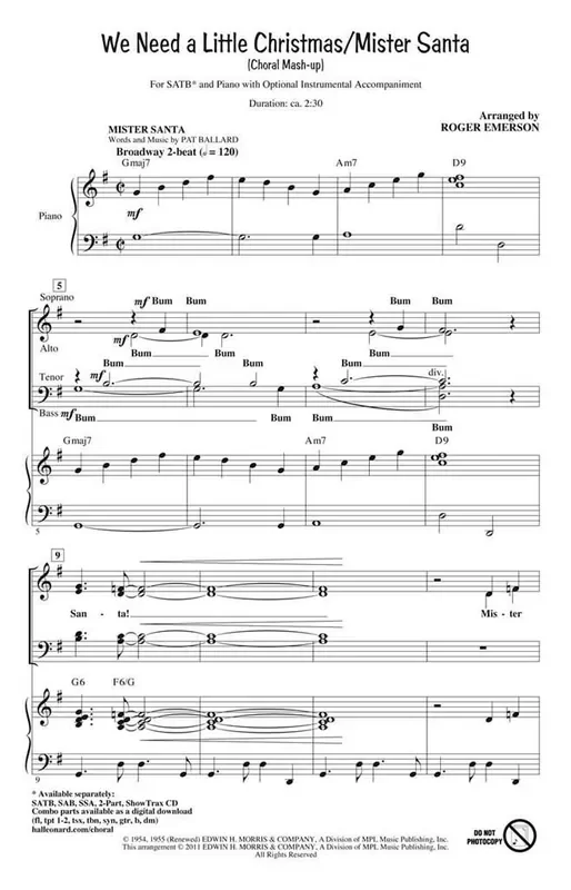 We Need a Little Christmas/Mister Santa (Arr. Roger Emerson) Frauenchor mit Begleitung