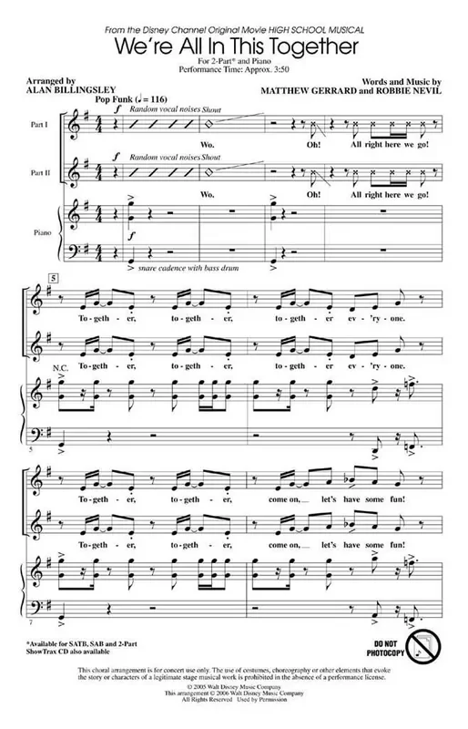 We‘re All in This Together (Arr. Alan Billingsley) Gemischter Chor mit Klavier/Orgel