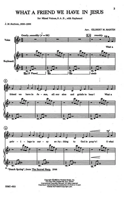 What A Friend We Have In Jesus (Arr. Gilbert M. Martin) Gemischter Chor mit Klavier/Orgel