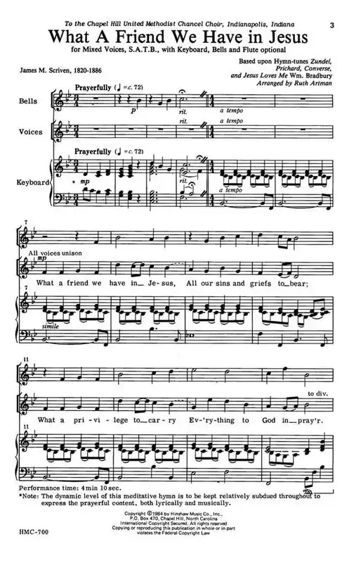 What A Friend We Have In Jesus (Arr. Ruth Artman) Gemischter Chor mit Ensemble