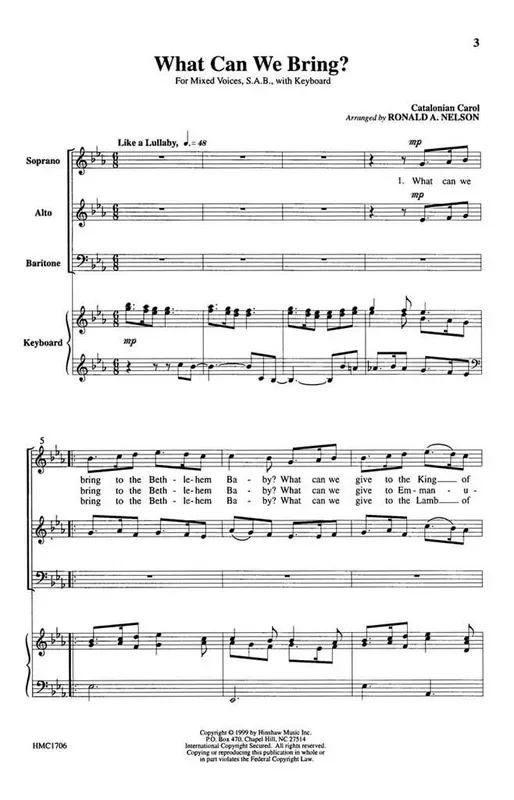 What Can We Bring? (Arr. Ronald A. Nelson) Gemischter Chor mit Klavier/Orgel