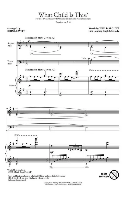 What Child Is This? (Arr. John Leavitt) Gemischter Chor mit Begleitung