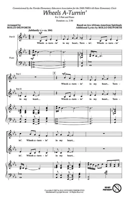 Wheels A-Turnin‘ (Arr. Rollo Dilworth) Frauenchor mit Begleitung
