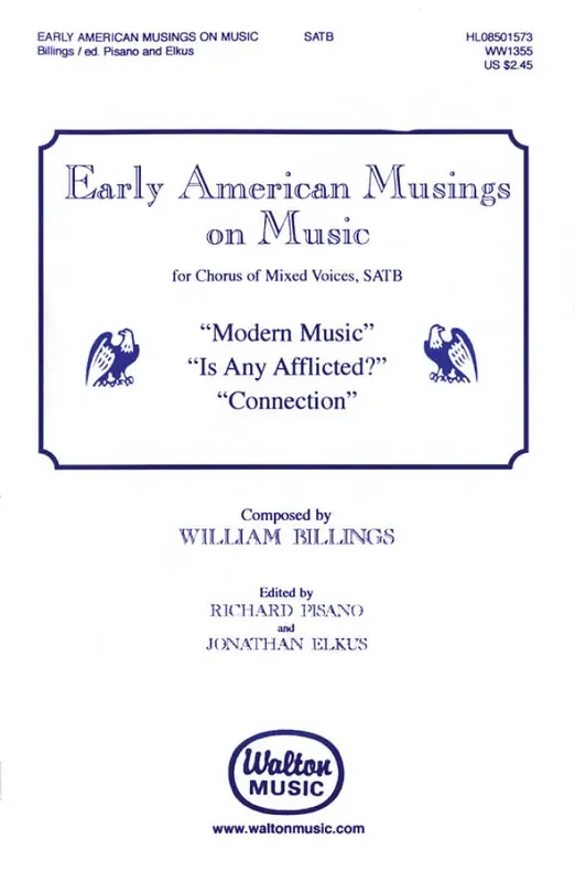 William Billings Early American Musings on Music Gemischter Chor A cappella