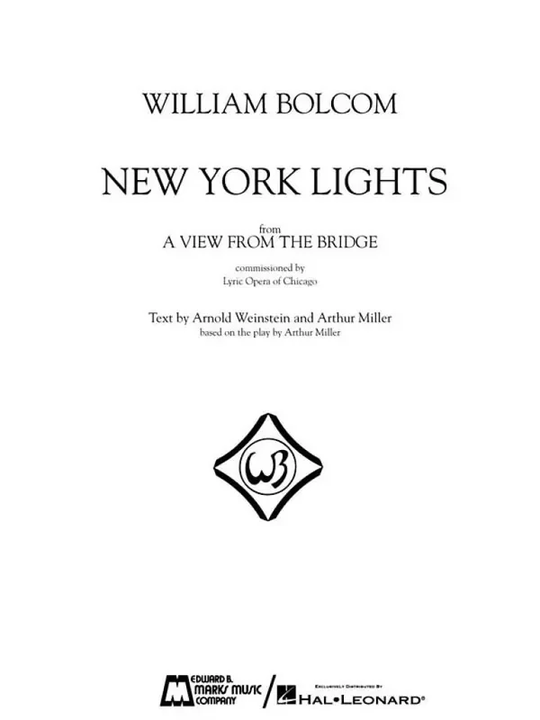 William Bolcom William Bolcom – New York Lights Klavier, Gesang, Gitarre (Songbooks)
