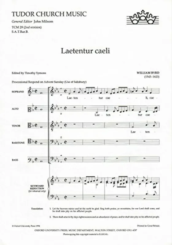 William Byrd Laetentur caeli Gemischter Chor mit Begleitung