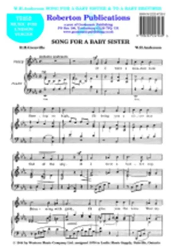 William Henry Anderson Song For A Baby Sister To A Baby Brother Gemischter Chor mit Begleitung