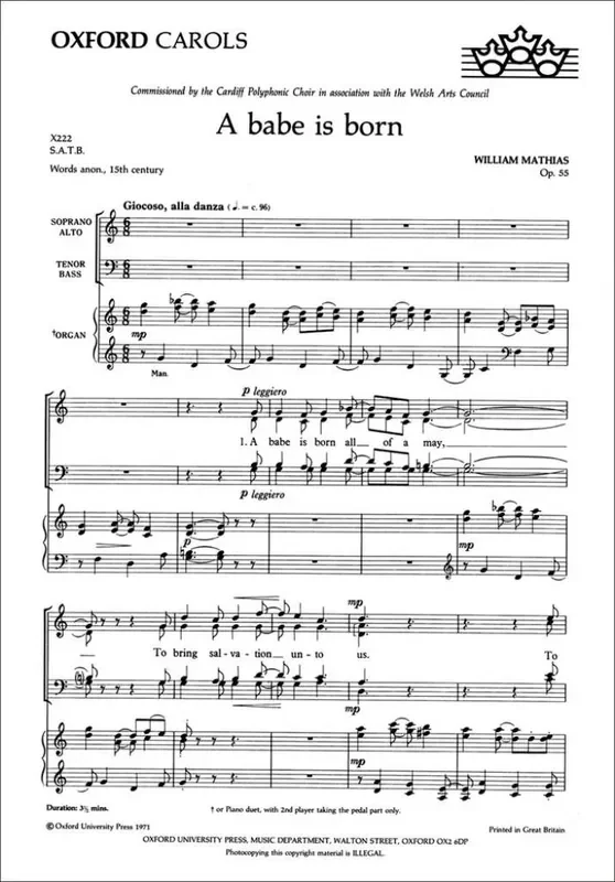 William Mathias A Babe Is Born Gemischter Chor mit Begleitung