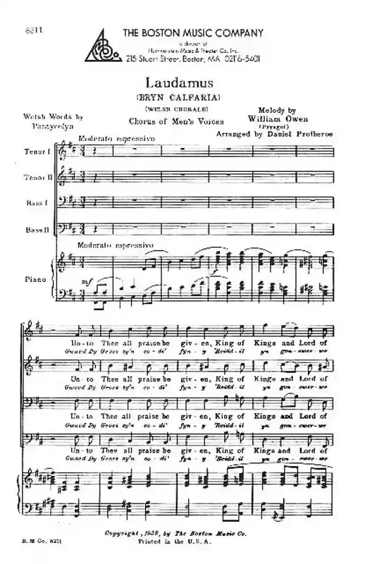 William Owen Laudamus (Bryn Calfaira) (Arr. Daniel Protheroe) Männerchor mit Begleitung