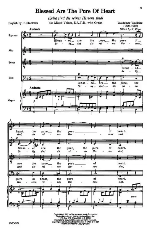 Woldemar Voullaire Blessed Are The Pure Of Heart (Arr. Karl Kope) Gemischter Chor A cappella