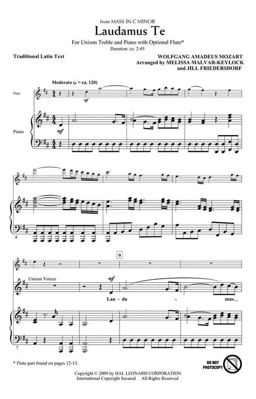 Wolfgang Amadeus Mozart Laudamus Te (Arr. Jill Friedersdorf) Gemischter Chor mit Begleitung