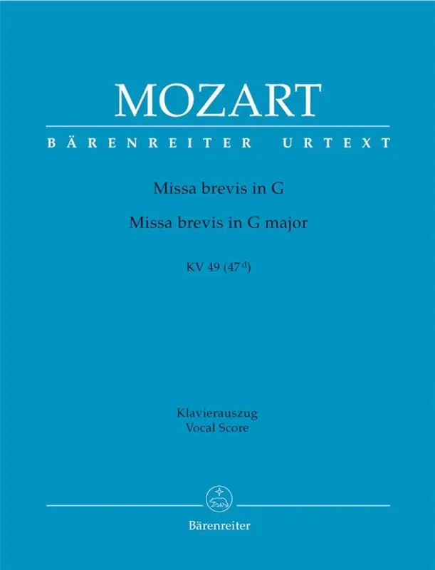 Wolfgang Amadeus Mozart Missa Brevis In G Major K.49 Gesang mit Klavier