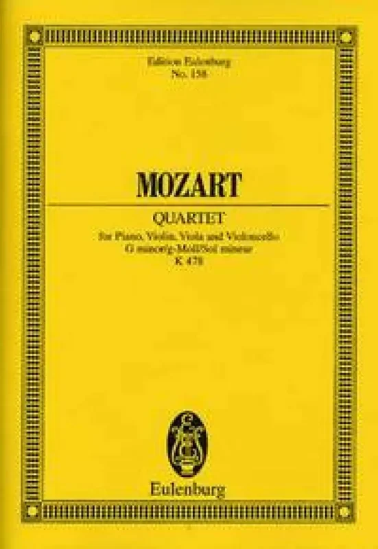 Wolfgang Amadeus Mozart Piano Quartet In G Minor K478 Klavierquartett