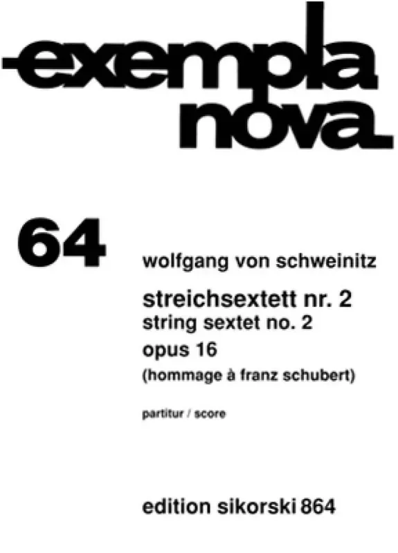 Wolfgang von Schweinitz Streichsextett Nr. 2 Streichensemble