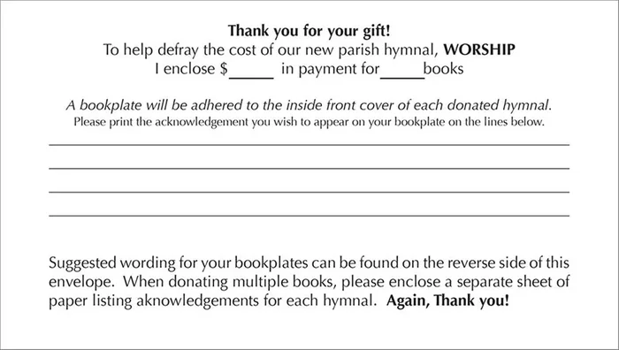 Worship 4th Edition – Donor Envelopes