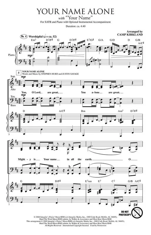 Your Name Alone (Arr. Camp Kirkland) Gemischter Chor mit Begleitung