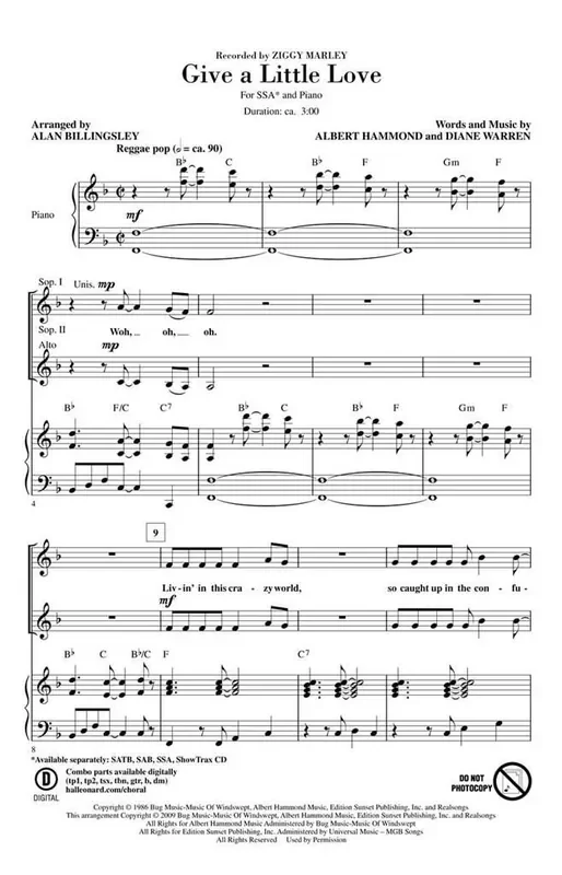 Ziggy Marley Give a Little Love (Arr. Alan Billingsley) Frauenchor mit Begleitung